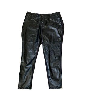 Harper Liv Faux Leather/Knit Stretch Moto Pant Zipper Ankle & Pockets Sz 16W 35E